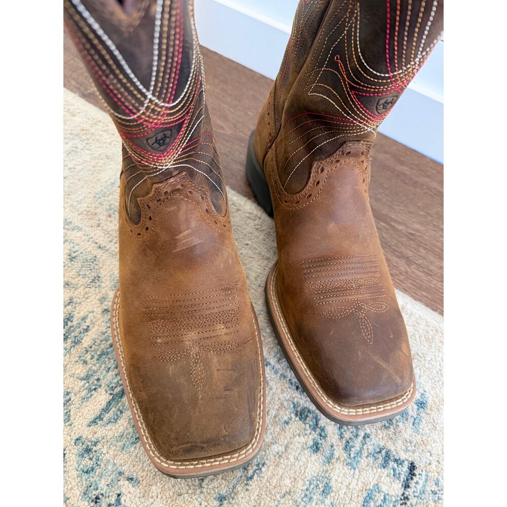 Ariat Sport Wide Square Toe Leather Cowboy Boots Men’s Sz 7.5 - Picture 10 of 10